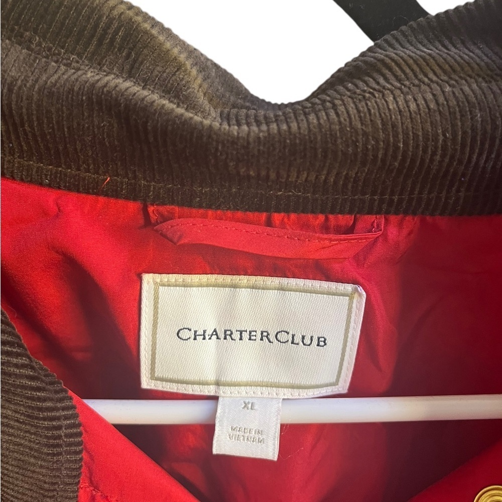 Charter CIub Quilted Corduroy Trim Jacket Red Polish. Size XL. NWT - Picture 4 of 5